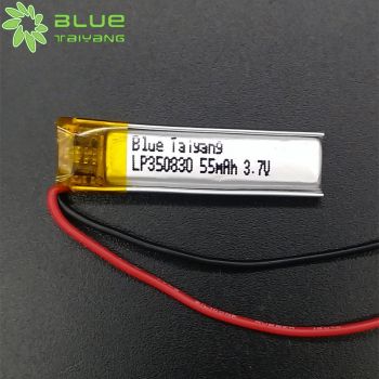 非常小的長(zhǎng)條形鋰電池 LP350830 60mah 55mah 3.7V 小鋰聚合物電池