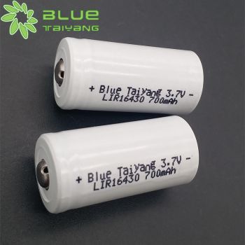 LIR16340 700mah 3.7V 白色尖頭（平頭）圓柱形鋰離子電池