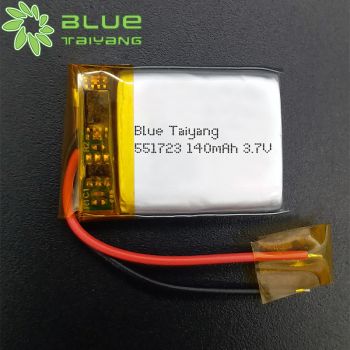 小型鋰聚合物電池 LP551723 140mAh 3.7V 藍(lán)牙耳機(jī)內(nèi)置鋰電池