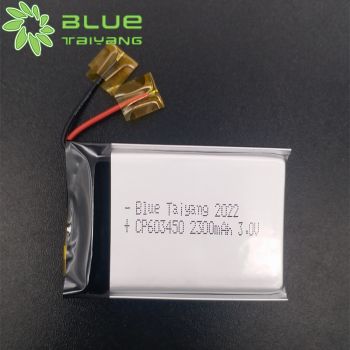 不可充電3伏鋰二氧化錳軟包鋰電池 CP603450 2300mAh 3v 用于無線電通訊發(fā)射接收器