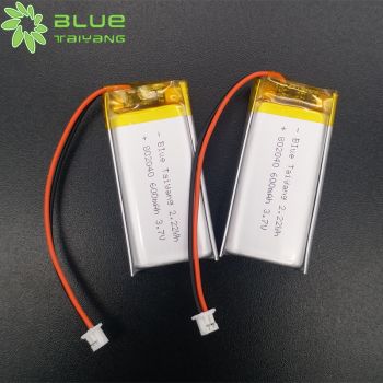 802040 足容聚合物鋰電池 600mah 3.7V 2.22Wh 醫(yī)療設備聚合物鋰電池,鈷酸鋰材料