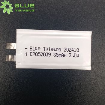 CP052039 3.0V 35mAh 超薄低溫智能卡標(biāo)簽一次性鋰二氧化錳電池